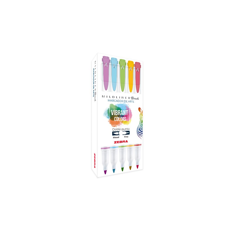 MARCADOR DOBLE PUNTA MILDLINER BRUSH ZEBRA VIBRANT 403VBTPNE005 CAJA CON 5