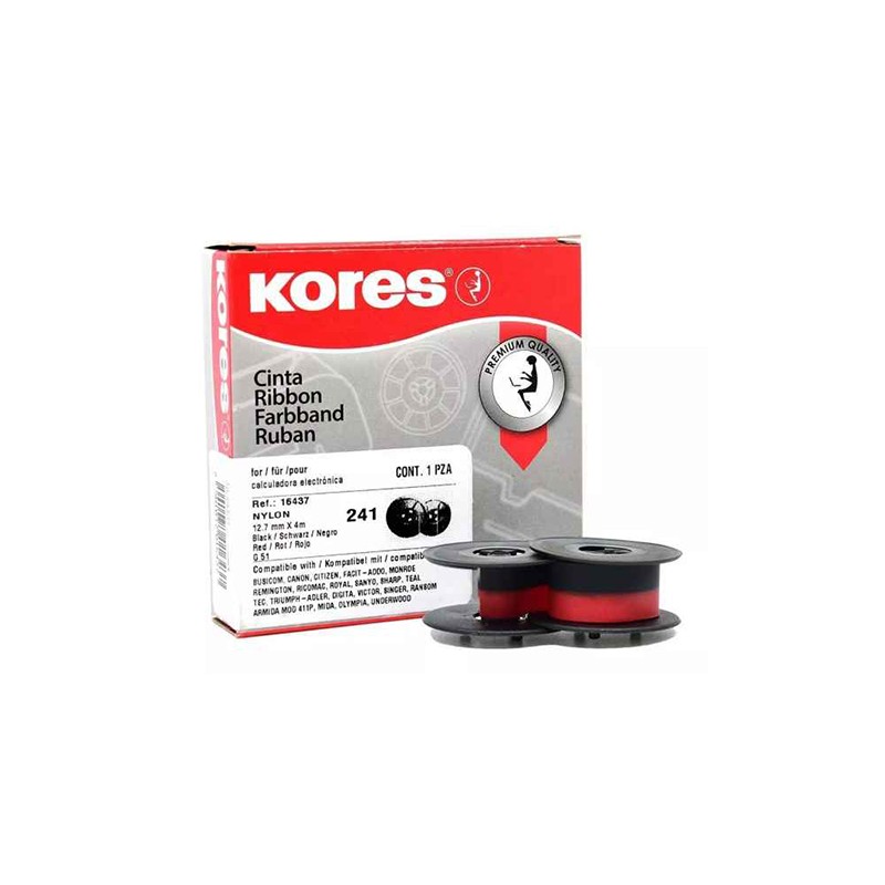 CINTA KORES 241 SECRETARY PARA CALCULADORA  ELECTRICA  3.5CM NEGRO/ROJA