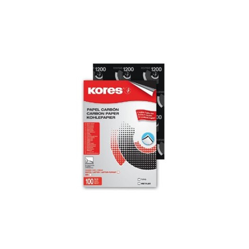 PAPEL CARBON KORES CARTA A4 78492 NEGRO PAQUETE CON 100