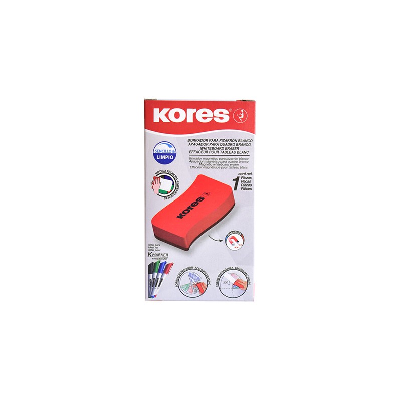 BORRADOR PARA PIZARRON BLANCO MAGNETICO KORES MODELO 20860 COLOR ROJO