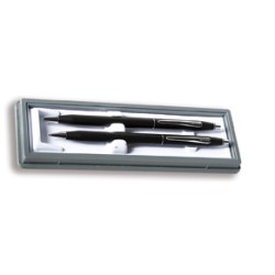 JUEGO BOLIGRAFO Y LAPICERO CENTURY CROSS 2501-05 NEGRO CROMO TINTA NEGRA