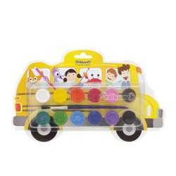 ACUARELA ESCOLAR PELIKAN ESTUCHE DE PLASTICO EN FORMA DE AUTOBUS CON 12 COLORES
