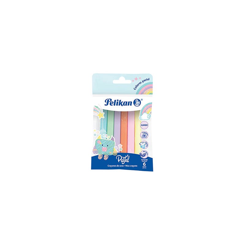 CRAYONES PELIKAN TRIANGULAR JUMBO PASTEL BOLSA CON 6