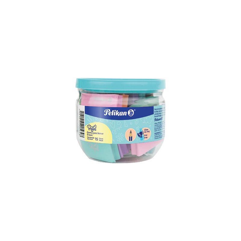 BORRADOR PELIKAN 06140319 COLORES PASTEL SURTIDOS BOTE CON 15